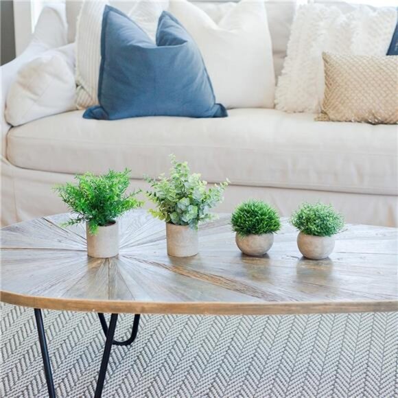 Artificial Plants for Home Decor Indoor.4 Mini Plants, Rosemary Faux Plant Decor - Picture 4 of 8